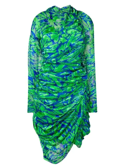 Shop Preen By Thornton Bregazzi Asymmetric Draped Dress In Green