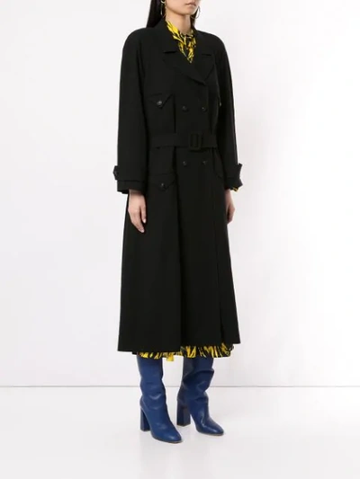 Pre-owned Chanel Belted Trench Coat In Black