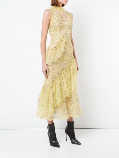 Shop Rodarte Flared Ruffled Details Dress - Yellow