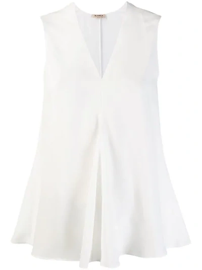 Blanca V-neck Top In White