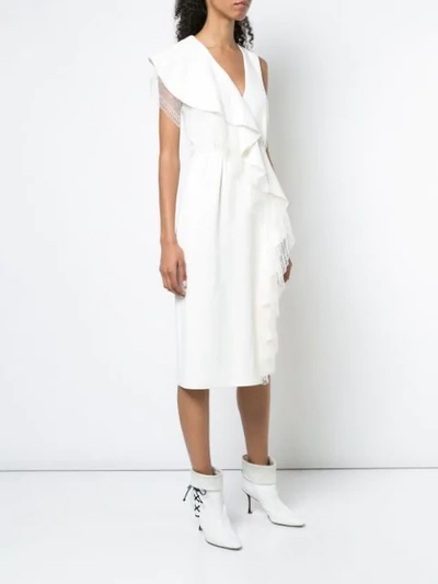 Shop Adam Lippes Ruffled Midi Wrap Dress In White