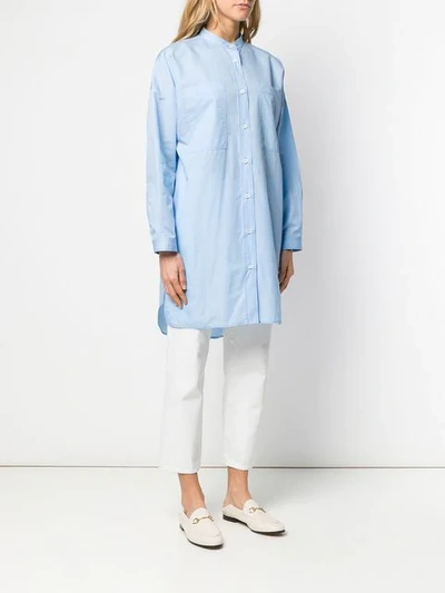 Shop Joseph Oversized Grandad Collar Shirt In Blue