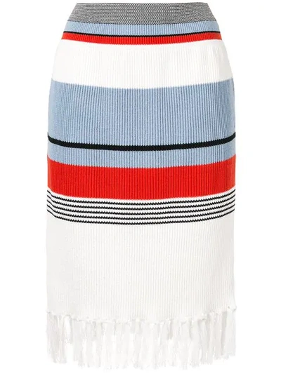 Shop Coohem Striped Knit Skirt In White