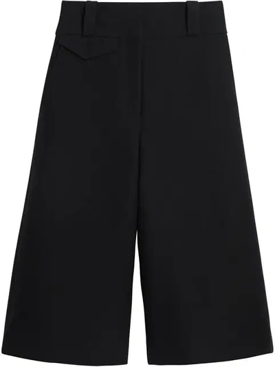 Shop Burberry Wool Silk Wide-leg Culottes In Black