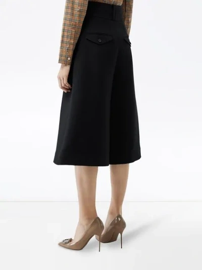 Shop Burberry Wool Silk Wide-leg Culottes In Black