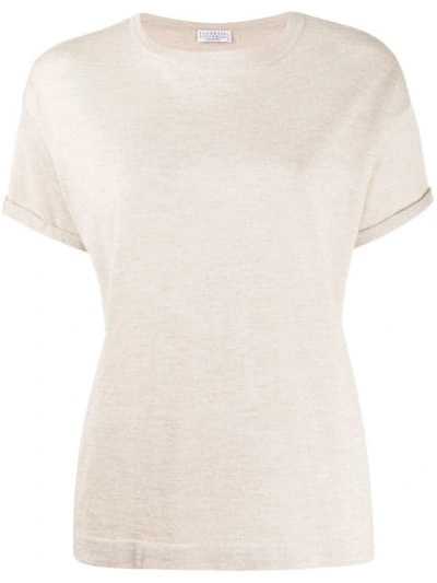 Shop Brunello Cucinelli Relaxed Knitted Top In Neutrals