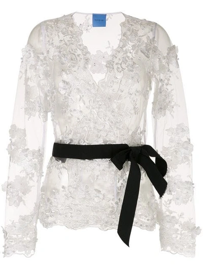 Shop Macgraw Greta Crossover Blouse In White