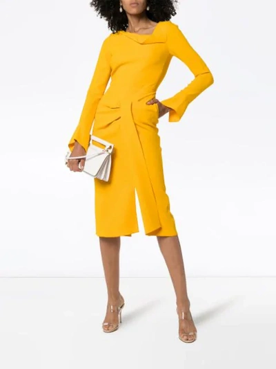 Shop Roland Mouret Boronia Asymmetric-neck Top In Yellow