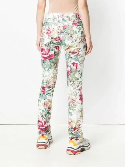 Shop Junya Watanabe Floral Print Skinny Jeans In White