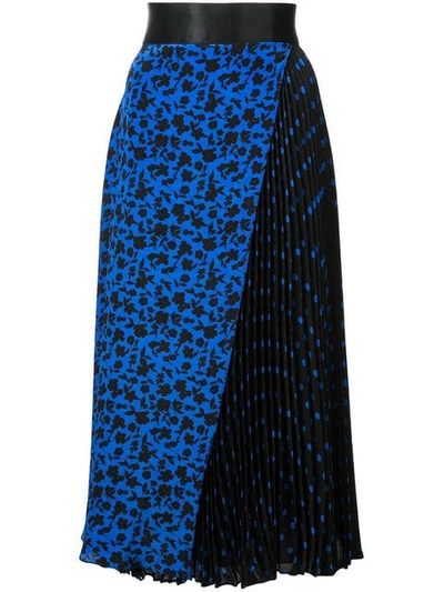 Shop Alice And Olivia Lilia Pleated Skirt In Blue