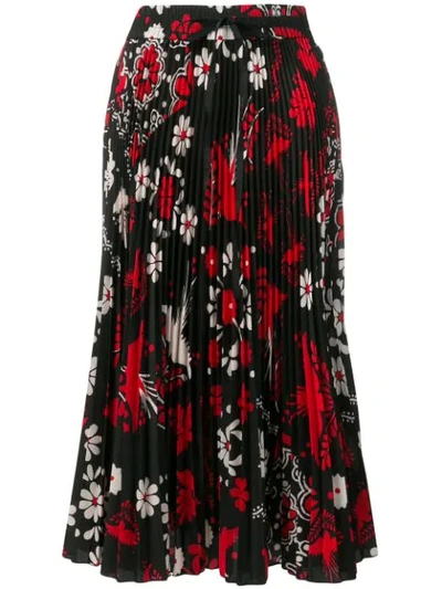 Shop Red Valentino Floral Print Skirt In Black