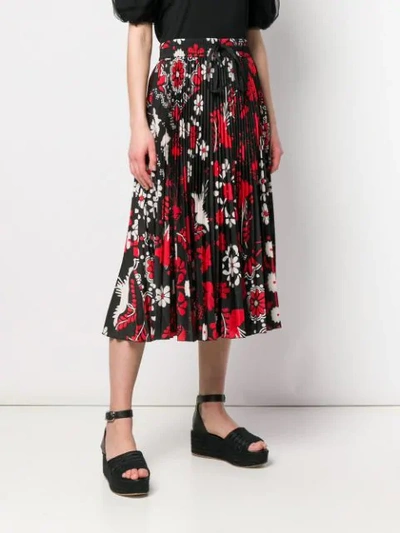 Shop Red Valentino Floral Print Skirt In Black