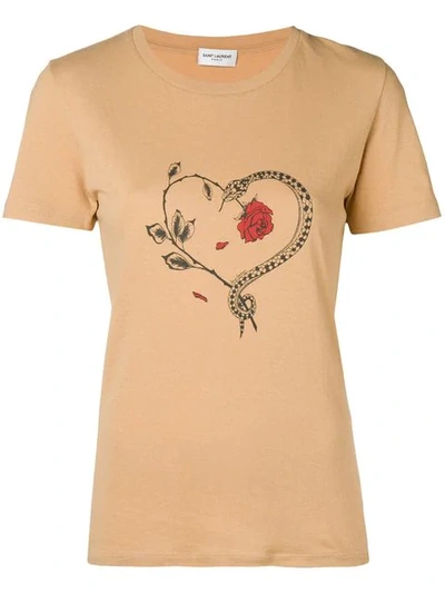 Shop Saint Laurent T-shirt Mit Schlangen-print In Neutrals