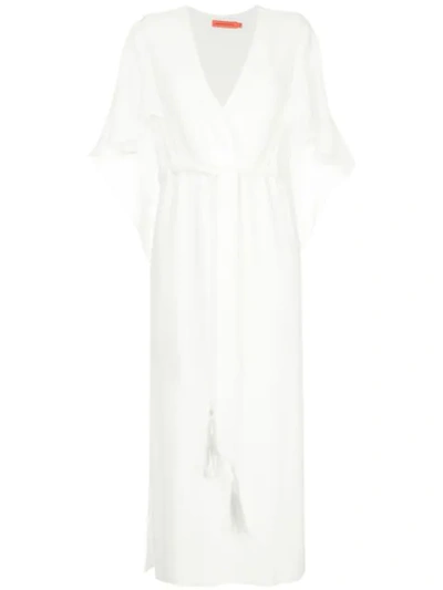 MANNING CARTELL V-NECK CAPE DRESS - 白色