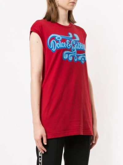 Shop Dolce & Gabbana Logo Print Tank Top In Red
