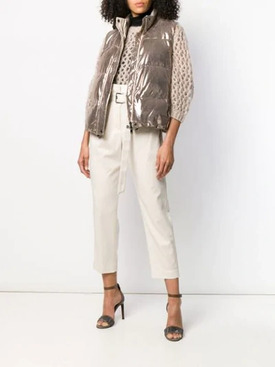 Brunello Cucinelli Cropped Belted Trousers In Neutral