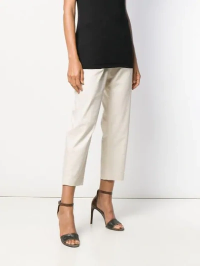 Brunello Cucinelli Cropped Belted Trousers In Neutral