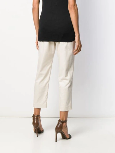 Brunello Cucinelli Cropped Belted Trousers In Neutral
