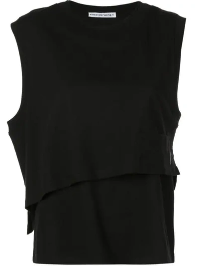 Shop Alexander Wang T Twisted Layered Tank Top In Black