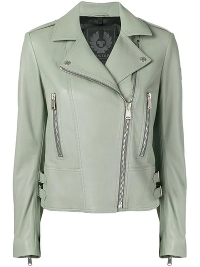 Shop Belstaff Marvingt Leather Jacket In Green