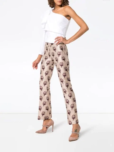 Shop Giambattista Valli Floral Print Straight Trousers In Pink