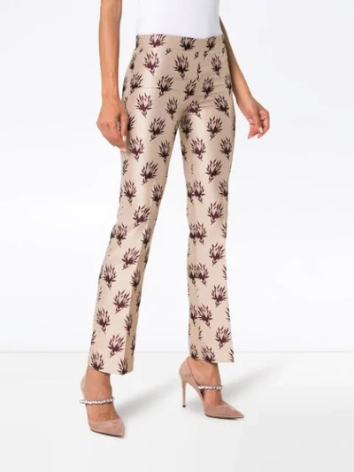 Shop Giambattista Valli Floral Print Straight Trousers In Pink