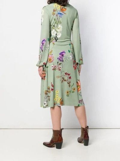 Shop Etro Floral Print Midi Dress In Green