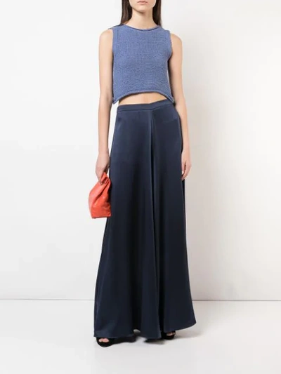 Voz Knitted Crop Top In Blue