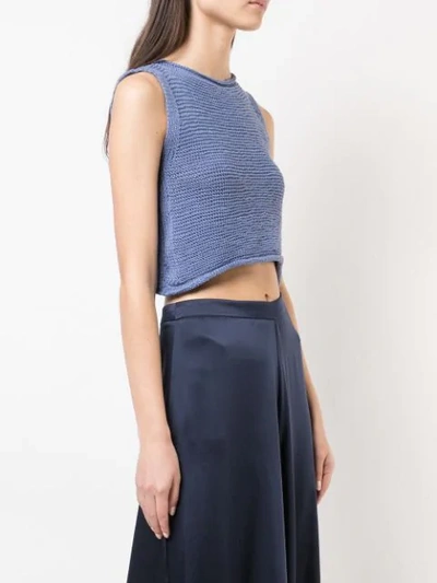 Voz Knitted Crop Top In Blue