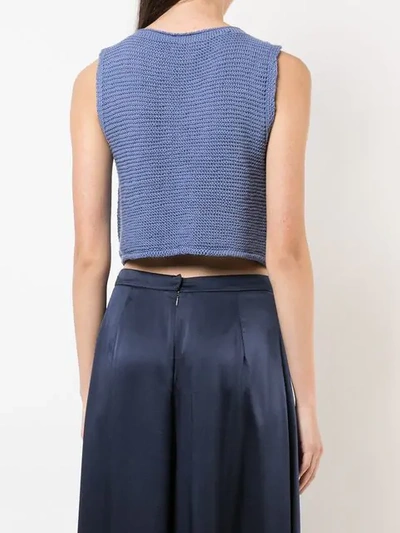Voz Knitted Crop Top In Blue
