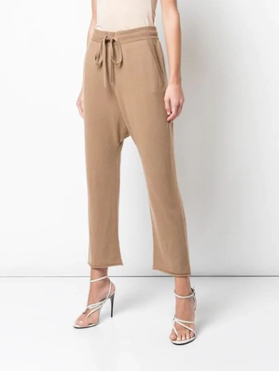 Shop Nili Lotan Cropped Jogging Trousers In Neutrals