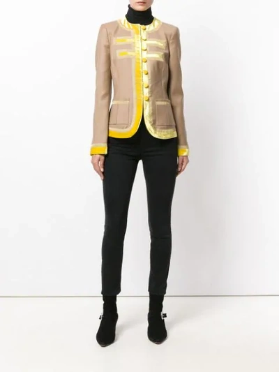 Shop Givenchy Contrasting Trim Jacket In Neutrals