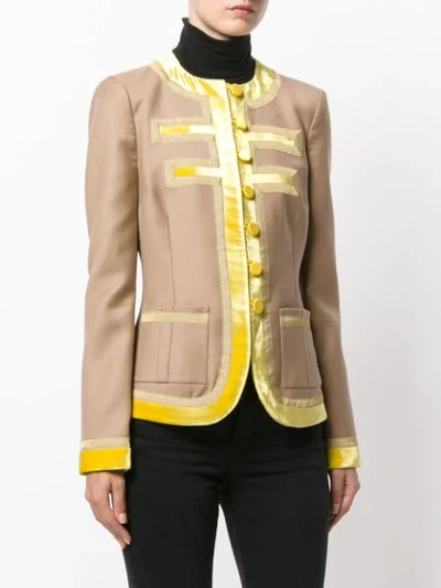 Shop Givenchy Contrasting Trim Jacket In Neutrals