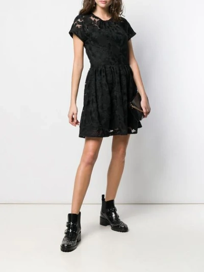 Shop Red Valentino Macrame Mini Dress In Black