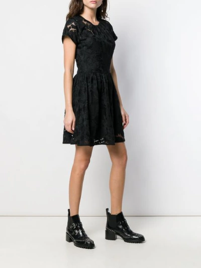 Shop Red Valentino Macrame Mini Dress In Black