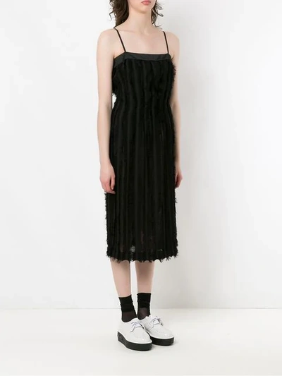 Shop À La Garçonne Midi Fringed Dress In Black