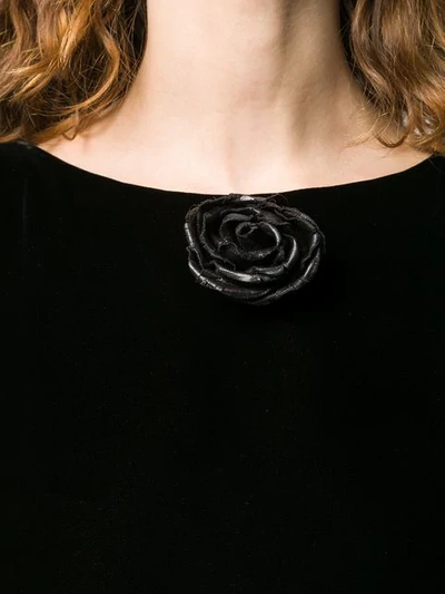 SAINT LAURENT ROSE APPLIQUÉ DRESS - 黑色