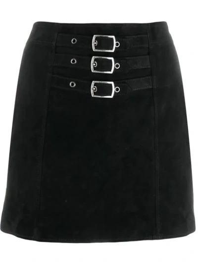 Shop Saint Laurent Buckle-embellished Mini Skirt In Black