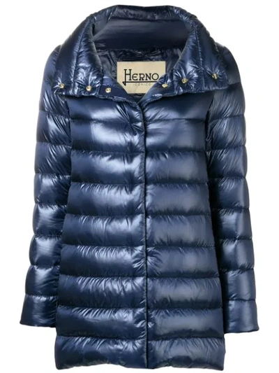 Shop Herno Zipped Padded Jacket - Blue