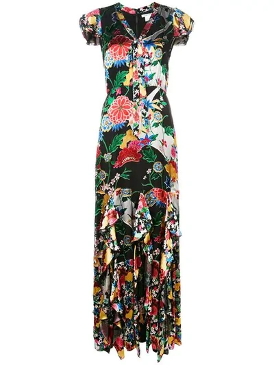 Shop Alice And Olivia Floral Print Maxi Dress In Black