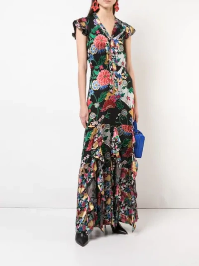 Shop Alice And Olivia Floral Print Maxi Dress In Black