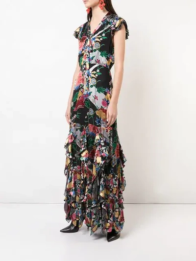 Shop Alice And Olivia Floral Print Maxi Dress In Black