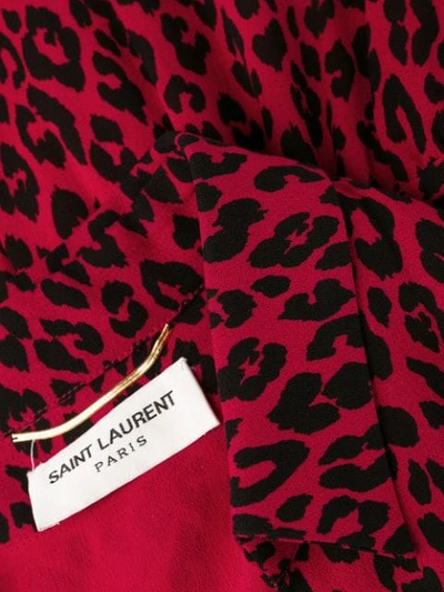 Saint Laurent Leopard-print Crepe De Chine Mini Dress In Red