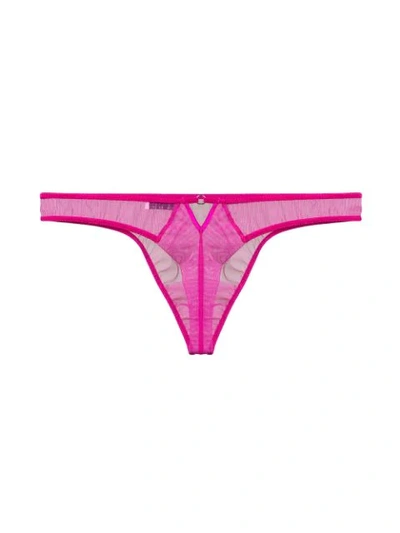 Shop Fleur Du Mal Velvet Trim Thong In Pink