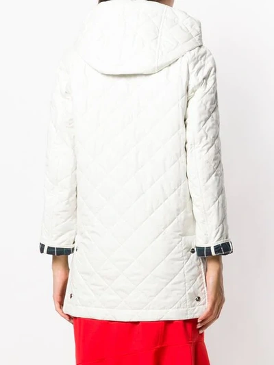 Shop Burberry Lightweight Diamond Quilted Parka In White