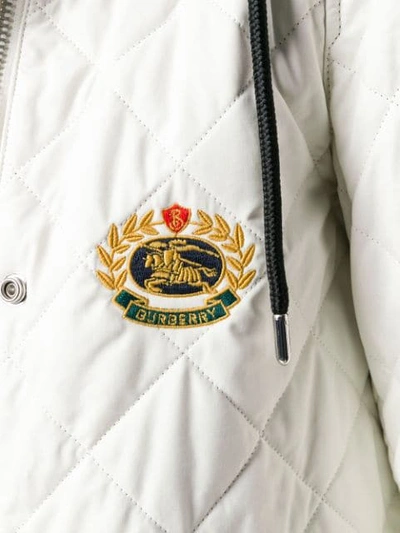 Shop Burberry Lightweight Diamond Quilted Parka In White