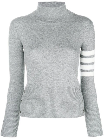 Shop Thom Browne Striped Turtleneck Sweater In Grey