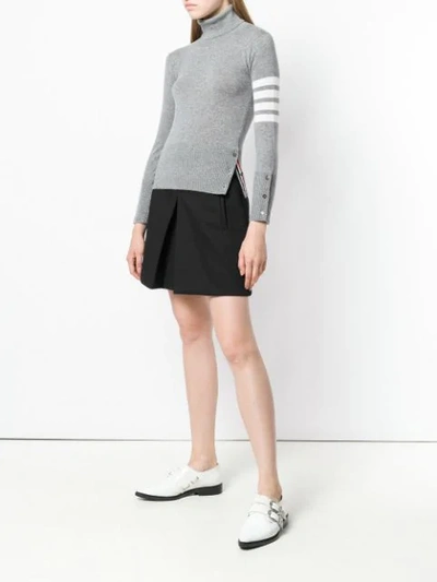 Shop Thom Browne Striped Turtleneck Sweater In Grey