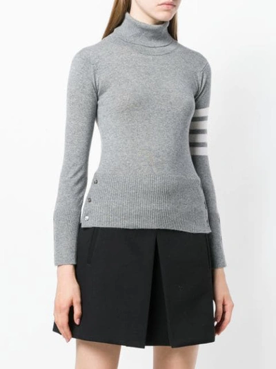 Shop Thom Browne Striped Turtleneck Sweater In Grey