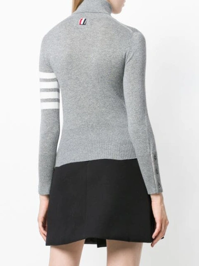 Shop Thom Browne Striped Turtleneck Sweater In Grey